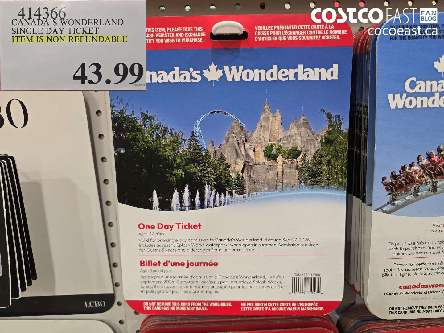 414366 CANADA'S WONDERLAND SINGLE DAY TICKET $43.99