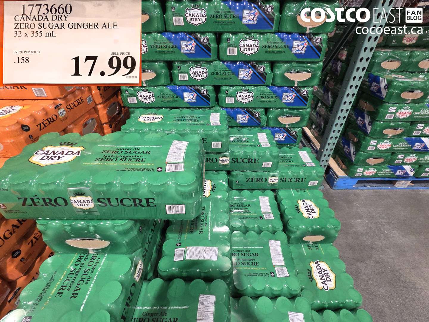 1773660 CANADA DRY ZERO SUGAR GINGER ALE 32 X 355 ML $17.99