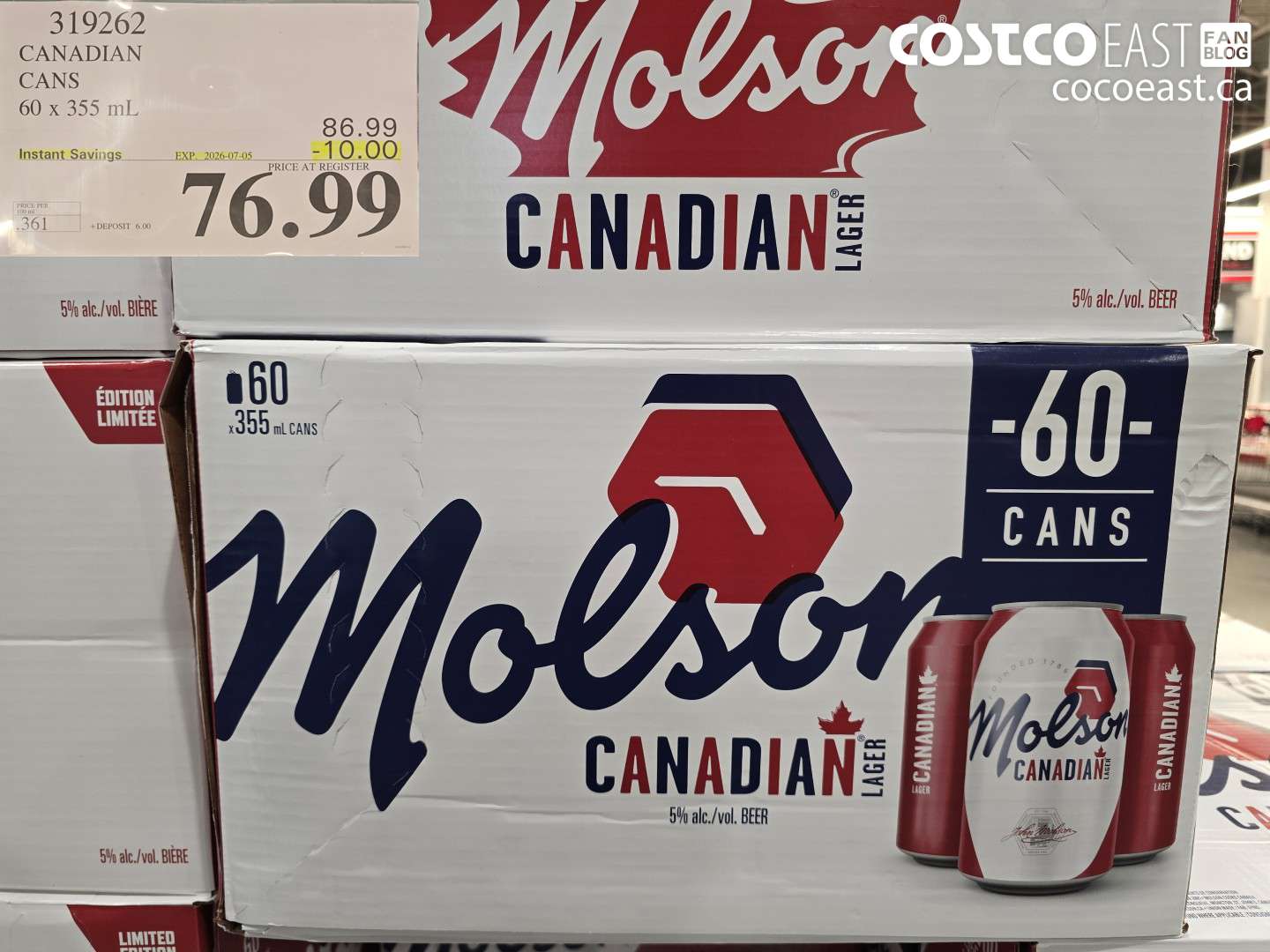 319262 CANADIAN CANS 60 X 355 ML ($10.00 INSTANT SAVINGS EXPIRES ON 2026-07-05) $76.99