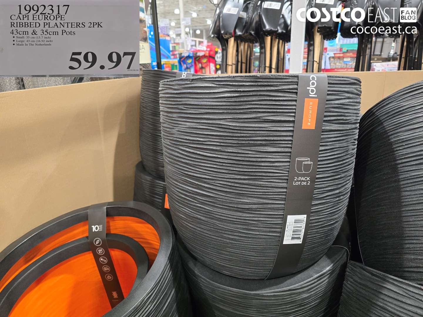 1992317 CAPI EUROPE RIBBED PLANTERS 2PK 43 CM & 35 CM POTS $59.97