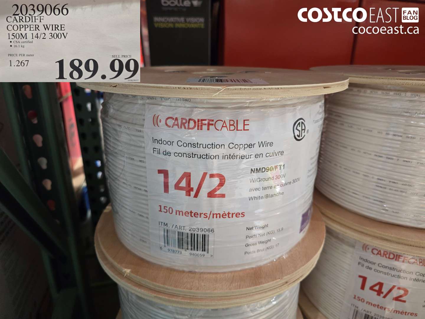 2039066 CARDIFF COPPER WIRE 150M 14/2 300V $189.99