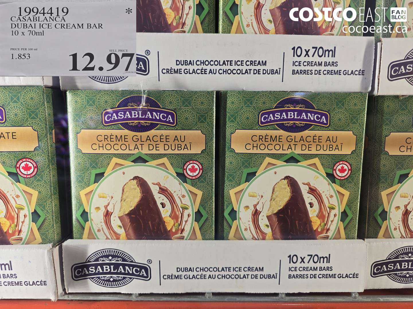 1994419 CASABLANCA DUBAI ICE CREAM BAR 10 X 70ML $12.97