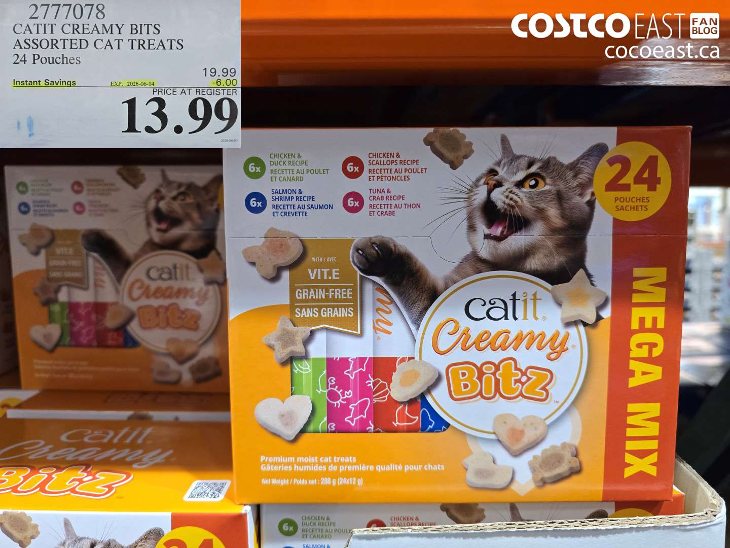 2777078 CATIT CREAMY BITS ASSORTED CAT TREATS 24 POUCHES ($6.00 INSTANT SAVINGS EXPIRES ON 2026-06-14) $13.99