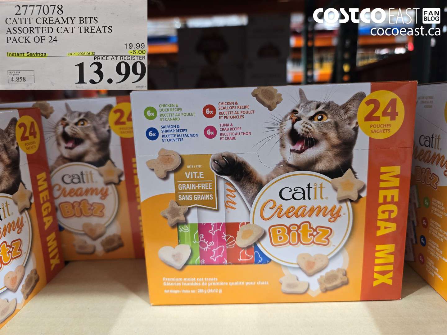 2777078 CATIT CREAMY BITS ASSORTED CAT TREATS PACK OF 24 ($6.00 INSTANT SAVINGS EXPIRES ON 2026-06-28) $13.99