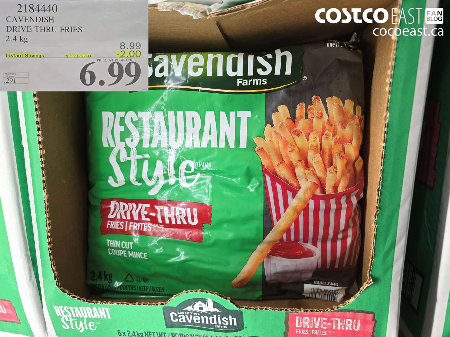 2184440 CAVENDISH DRIVE THRU FRIES 2.4 KG ($2.00 INSTANT SAVINGS EXPIRES ON 2026-06-14) $6.99