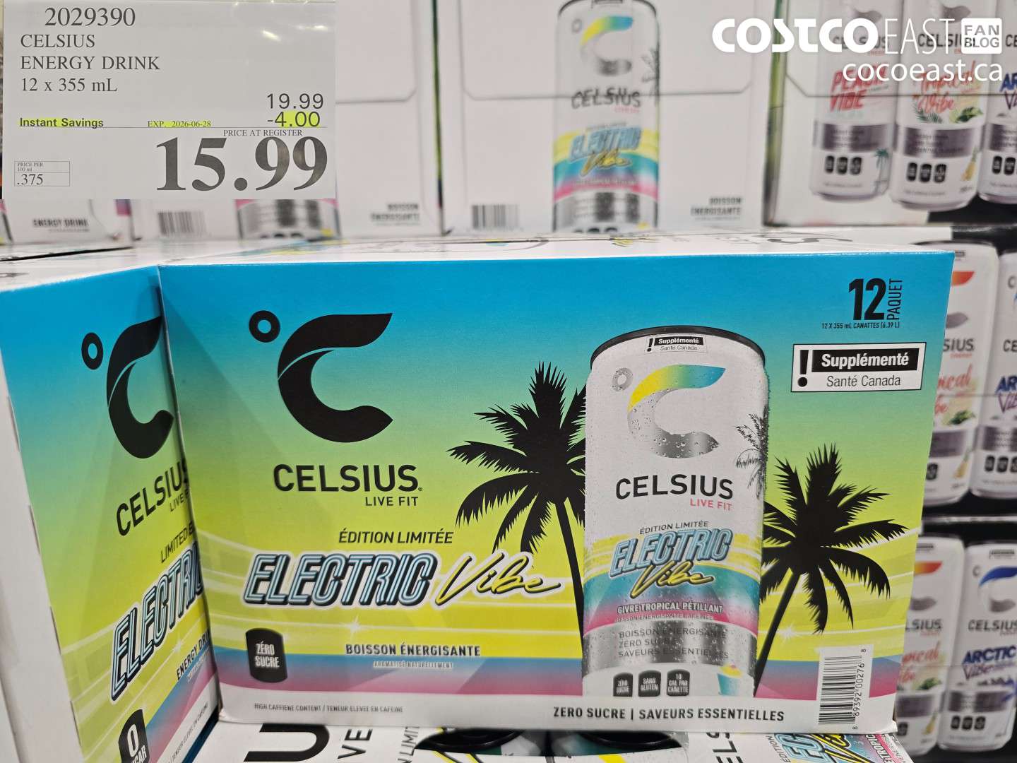 2029390 CELSIUS ENERGY DRINK 12 X 355 ML ($4.00 INSTANT SAVINGS EXPIRES ON 2026-06-28) $15.99