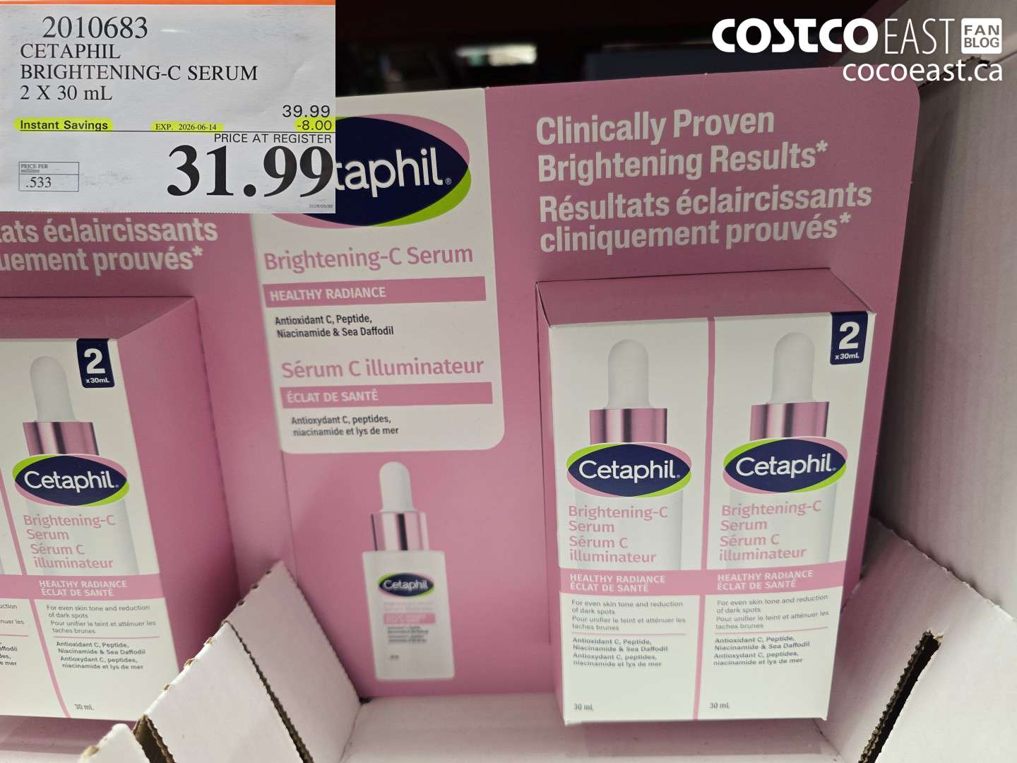 2010683 CETAPHIL BRIGHTENING-C SERUM 2 X 30 ML ($8.00 INSTANT SAVINGS EXPIRES ON 2026-06-14) $31.99