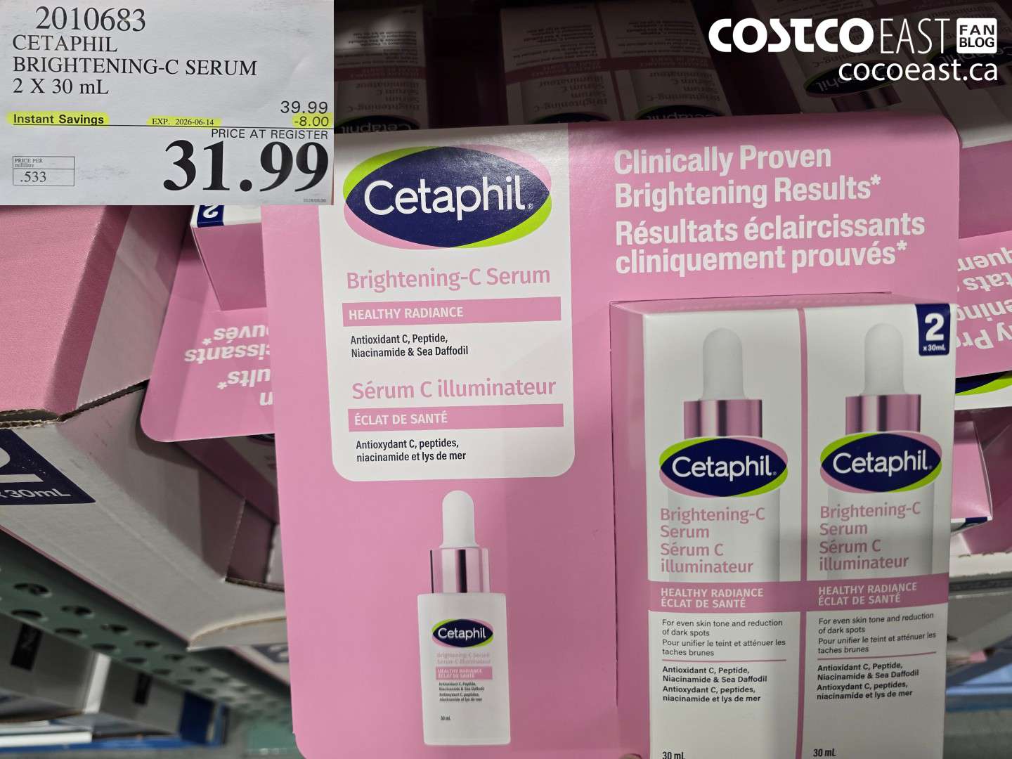 2010683 CETAPHIL BRIGHTENING-C SERUM 2 X 30 ML ($8.00 INSTANT SAVINGS EXPIRES ON 2026-06-14) $31.99