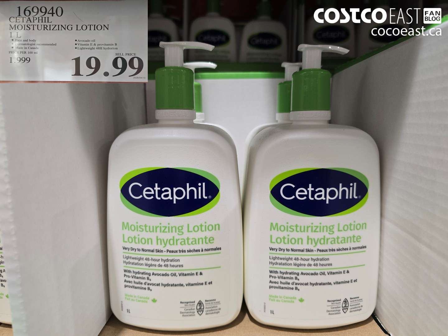 169940 CETAPHIL MOISTURIZING LOTION 1 L $19.99
