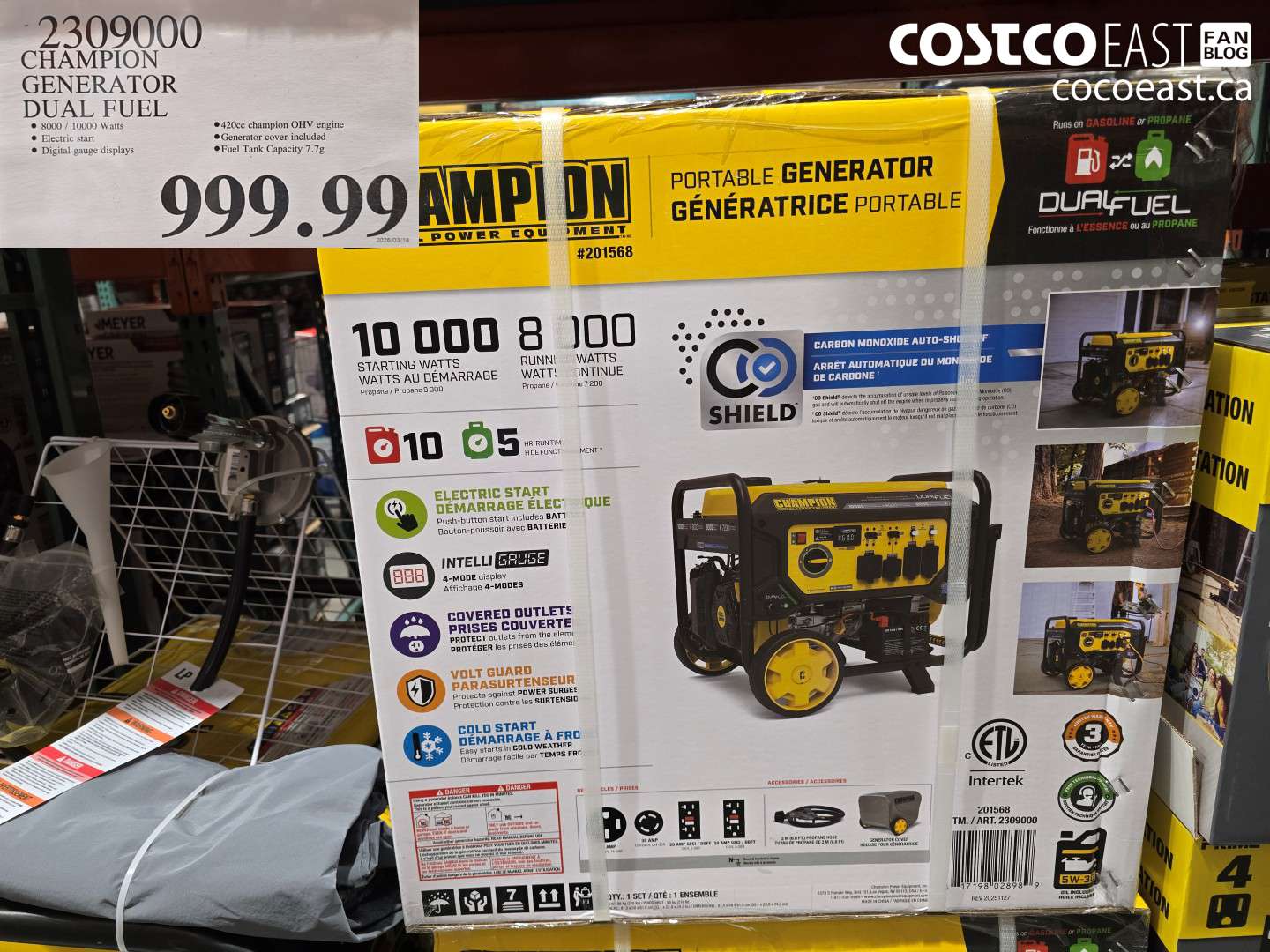 2309000 CHAMPION GENERATOR DUAL FUEL $999.99