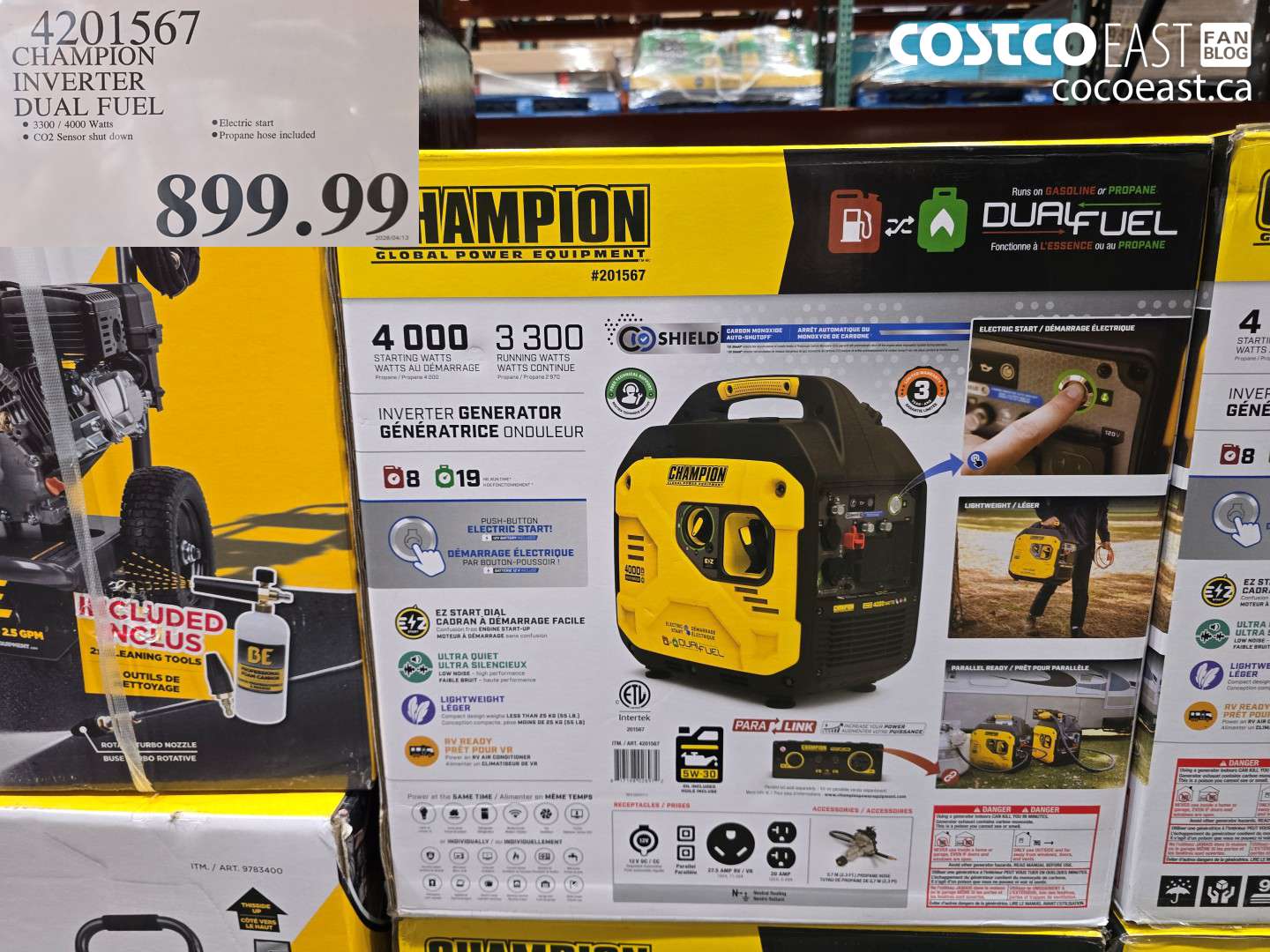 4201567 CHAMPION INVERTER DUAL FUEL $899.99