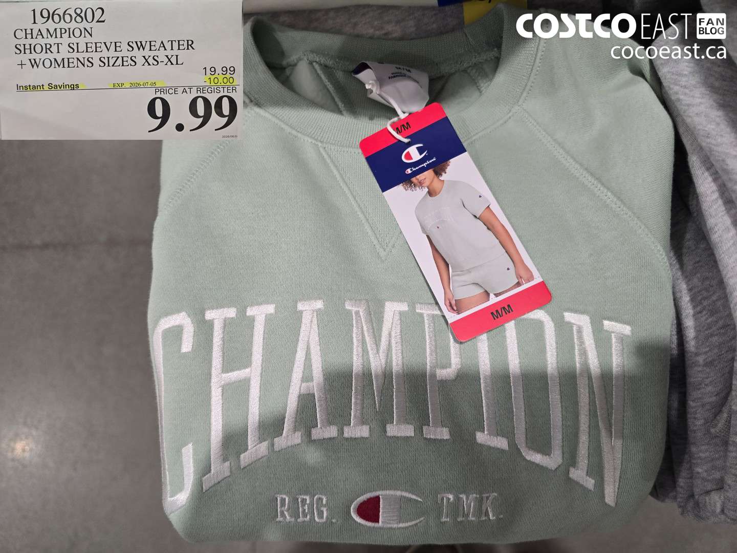 1966802 CHAMPION SHORT SLEEVE SWEATER + WOMENS SIZES XS-XL ($10.00 INSTANT SAVINGS EXPIRES ON 2026-07-05) $9.99