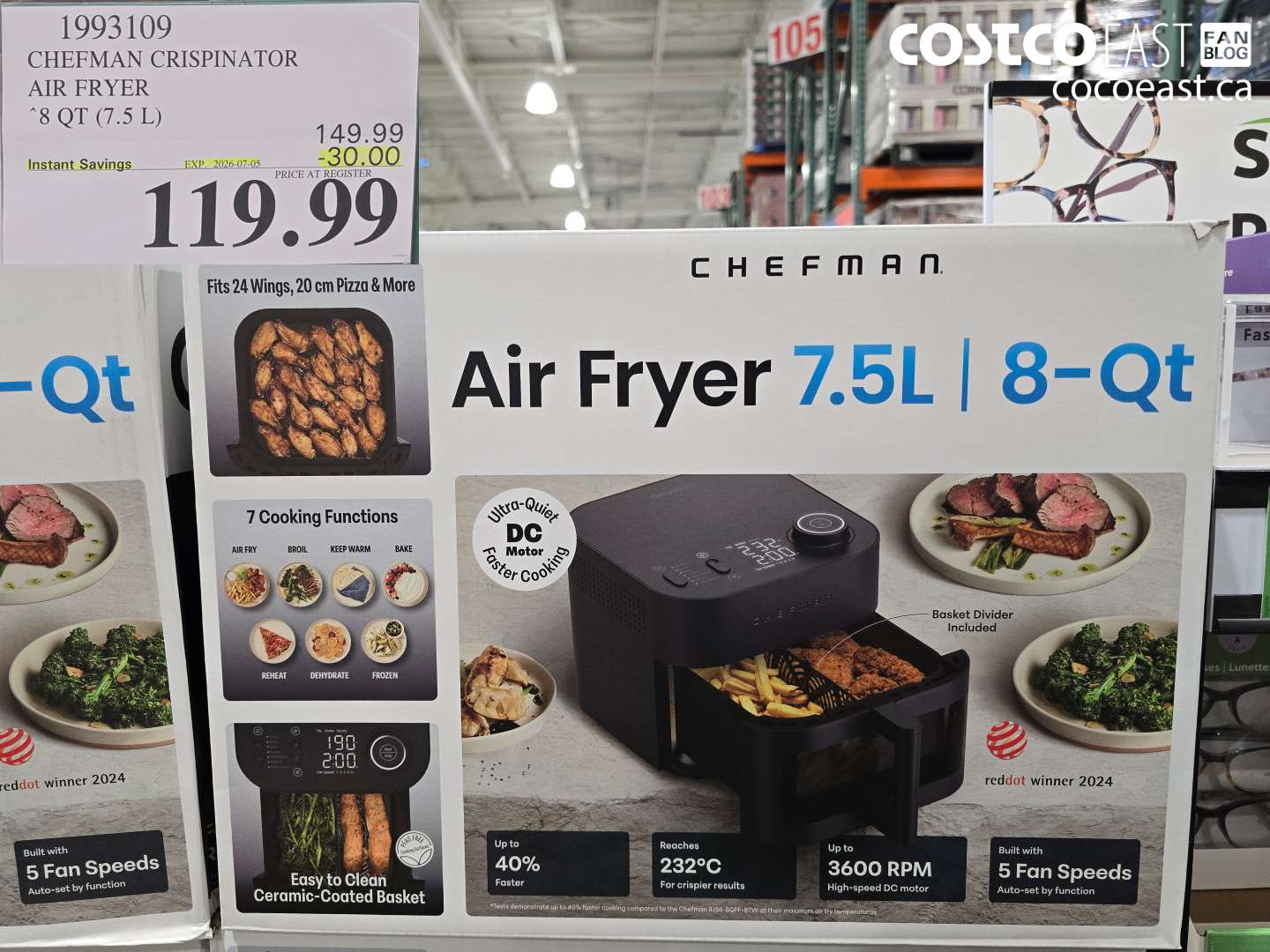 1993109 CHEFMAN CRISPINATOR AIR FRYER 8 QT (7.5 L) ($30.00 INSTANT SAVINGS EXPIRES ON 2026-07-05) $119.99