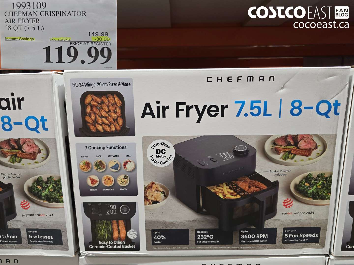 1993109 CHEFMAN CRISPINATOR AIR FRYER 8 QT (7.5 L) ($30.00 INSTANT SAVINGS EXPIRES ON 2026-07-05) $119.99