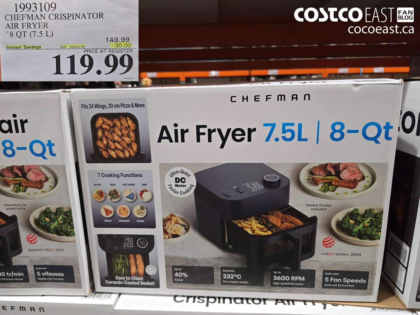 1993109 CHEFMAN CRISPINATOR AIR FRYER 8 QT (7.5 L) ($30.00 INSTANT SAVINGS EXPIRES ON 2026-07-05) $119.99