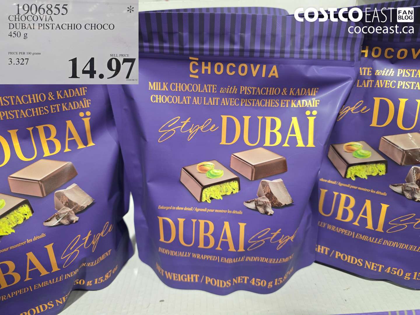 1906855 CHOCOVIA DUBAI PISTACHIO CHOCO 450 G $14.97