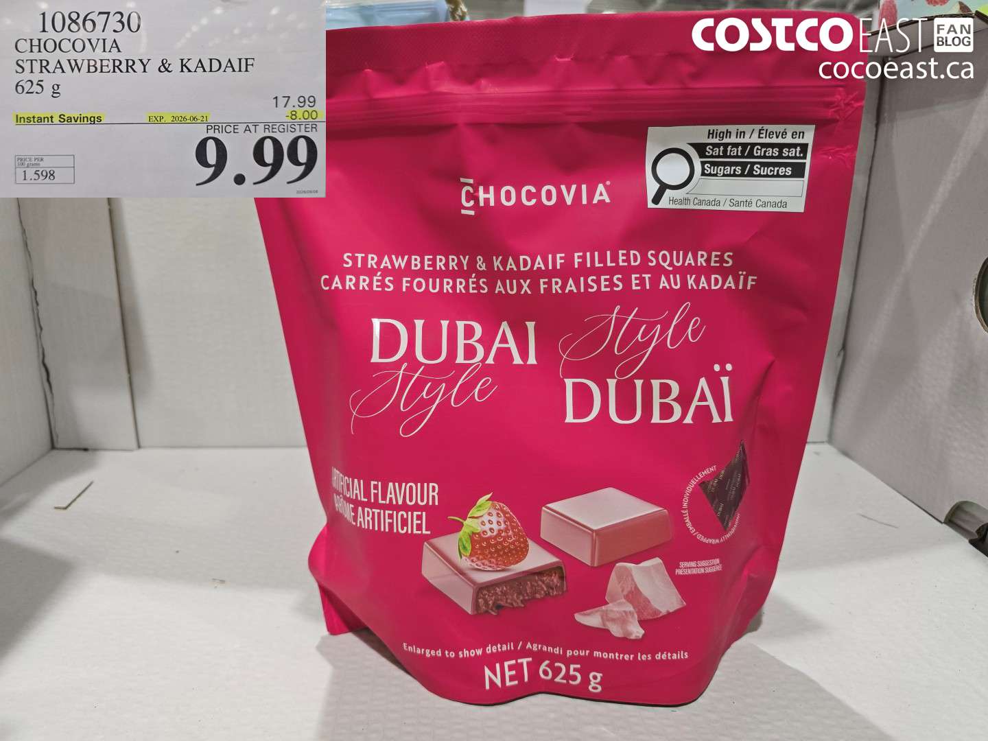1086730 CHOCOVIA STRAWBERRY & KADAIF 625 G ($8.00 INSTANT SAVINGS EXPIRES ON 2026-06-21) $9.99