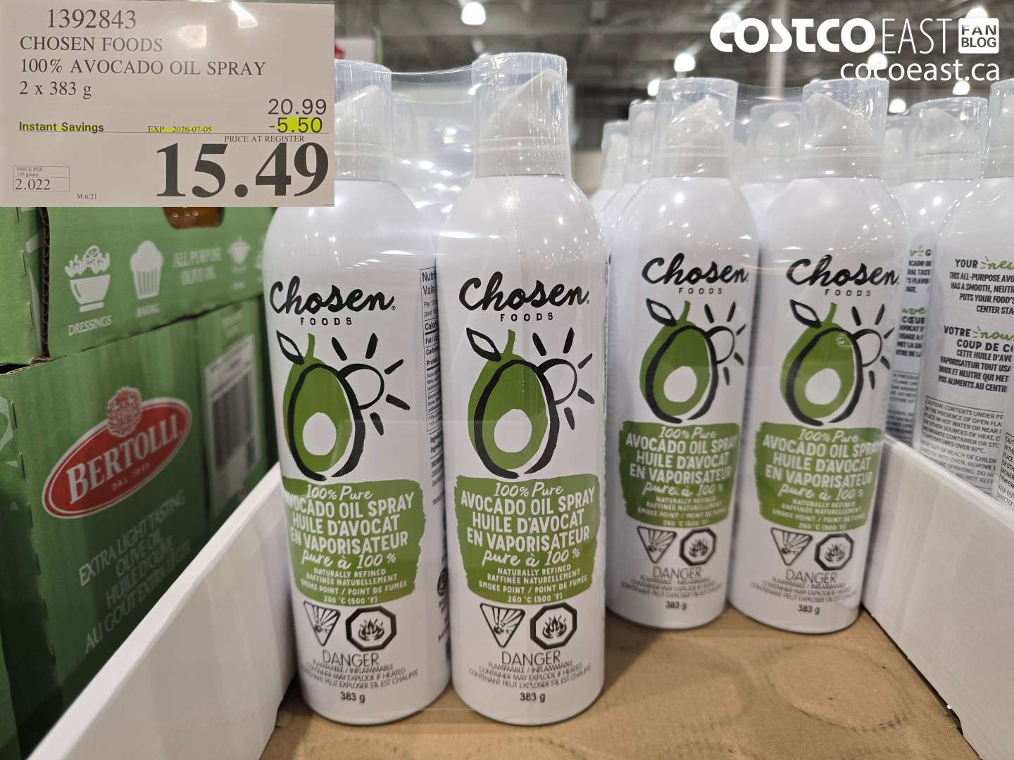 1392843 CHOSEN FOODS 100% AVOCADO OIL SPRAY 2 X 383 G ($5.50 INSTANT SAVINGS EXPIRES ON 2026-07-05) $15.49