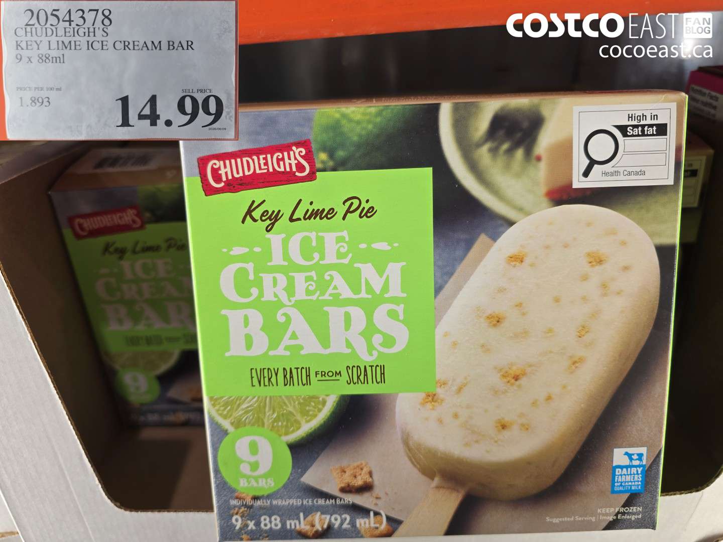 2054378 CHUDLEIGH'S KEY LIME ICE CREAM BAR 9 X 88ML $14.99