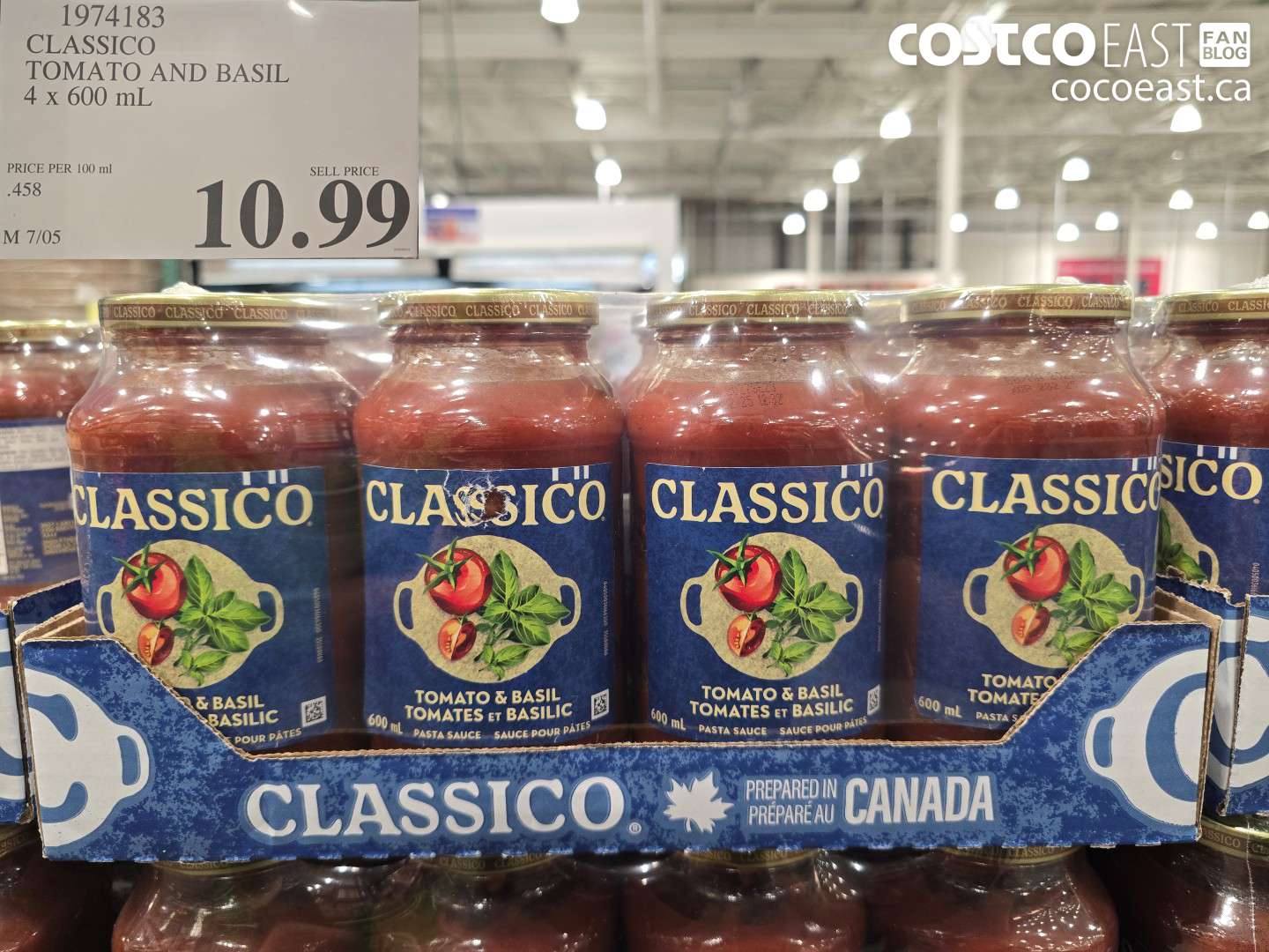1974183 CLASSICO TOMATO AND BASIL 4 X 600 ML $10.99