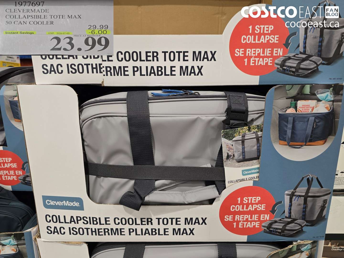 1977697 CLEVERMADE COLLAPSIBLE TOTE MAX 50 CAN COOLER ($6.00 INSTANT SAVINGS EXPIRES ON 2026-07-05) $23.99