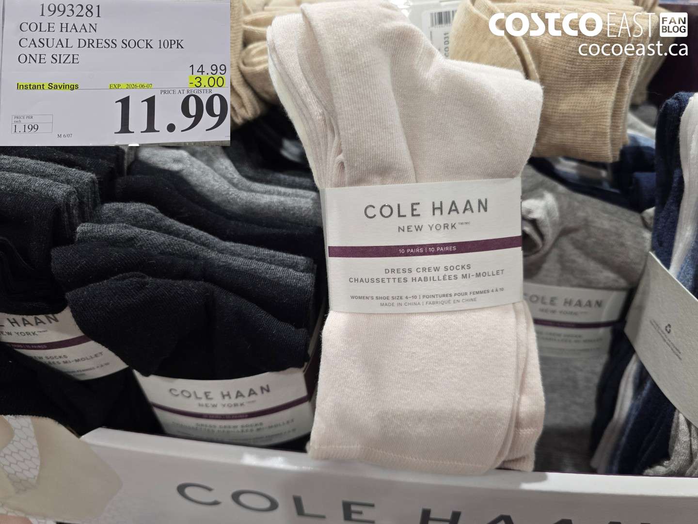 1993281 COLE HAAN CASUAL DRESS SOCK 10PK ONE SIZE ($3.00 INSTANT SAVINGS EXPIRES ON 2026-06-07) $11.99