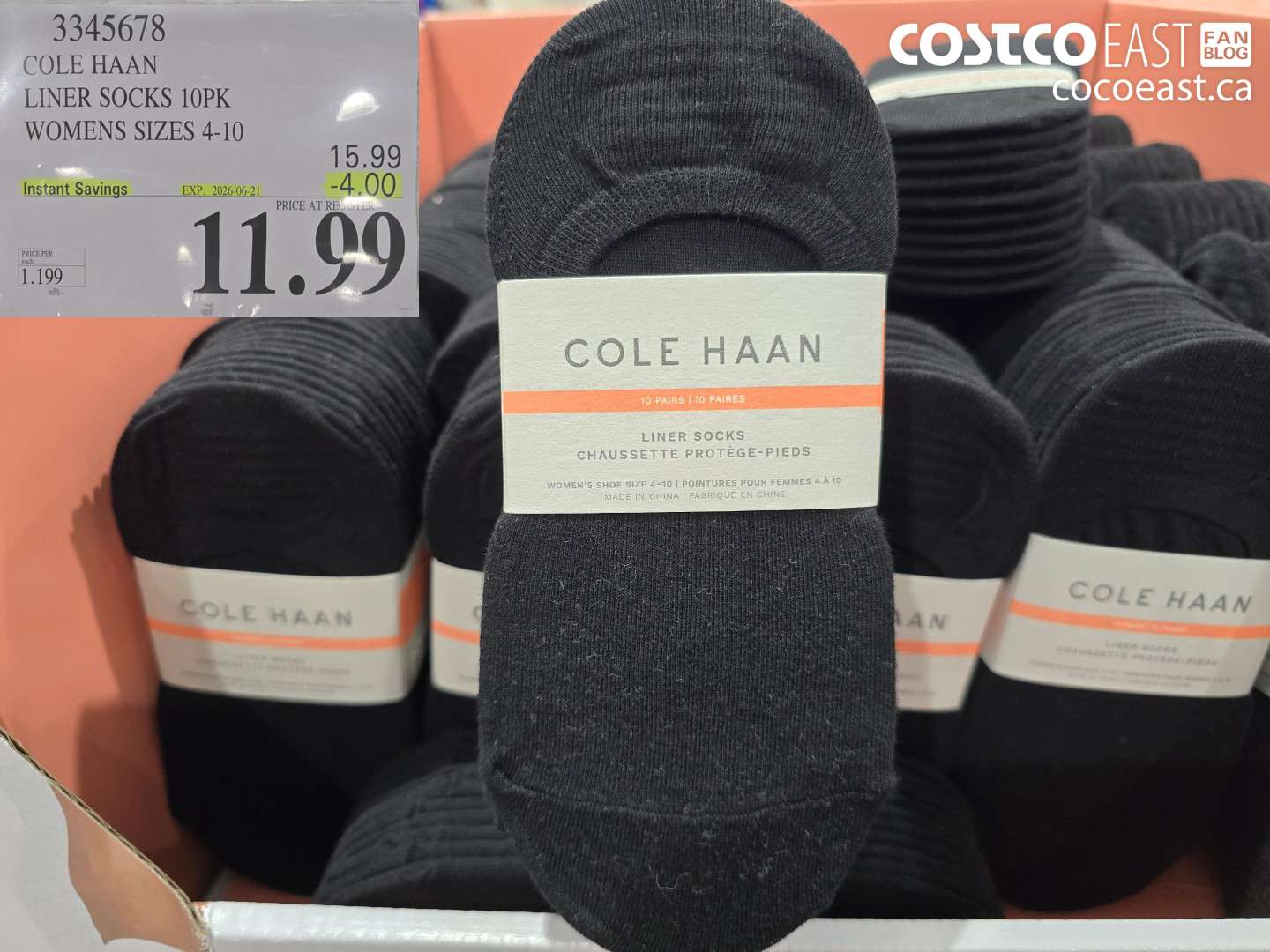 3345678 COLE HAAN LINER SOCKS 10PK WOMENS SIZES 4-10 ($4.00 INSTANT SAVINGS EXPIRES ON 2026-06-21) $11.99
