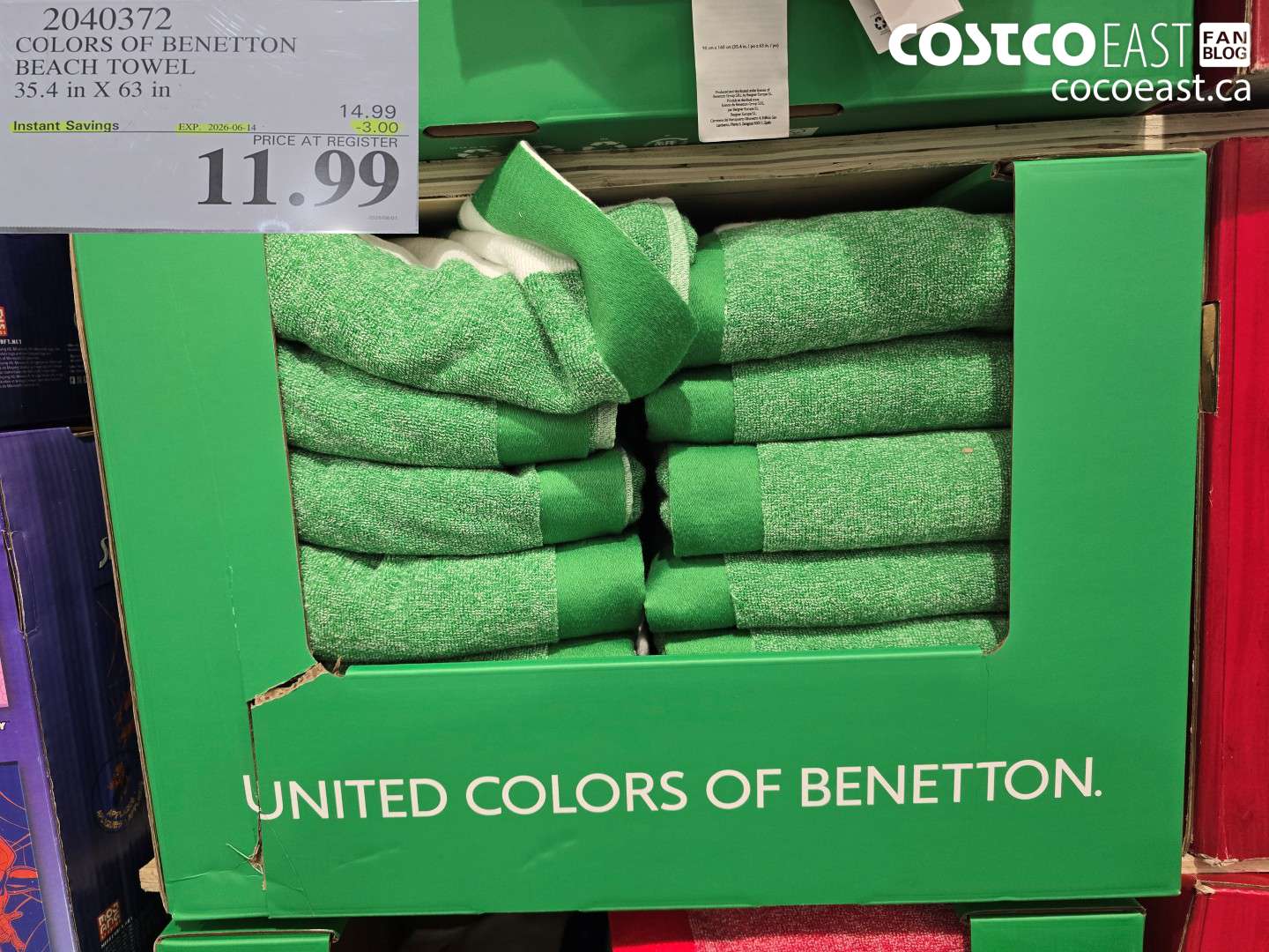 2040372 COLORS OF BENETTON BEACH TOWEL 35.4 IN X 63 IN ($3.00 INSTANT SAVINGS EXPIRES ON 2026-06-14) $11.99