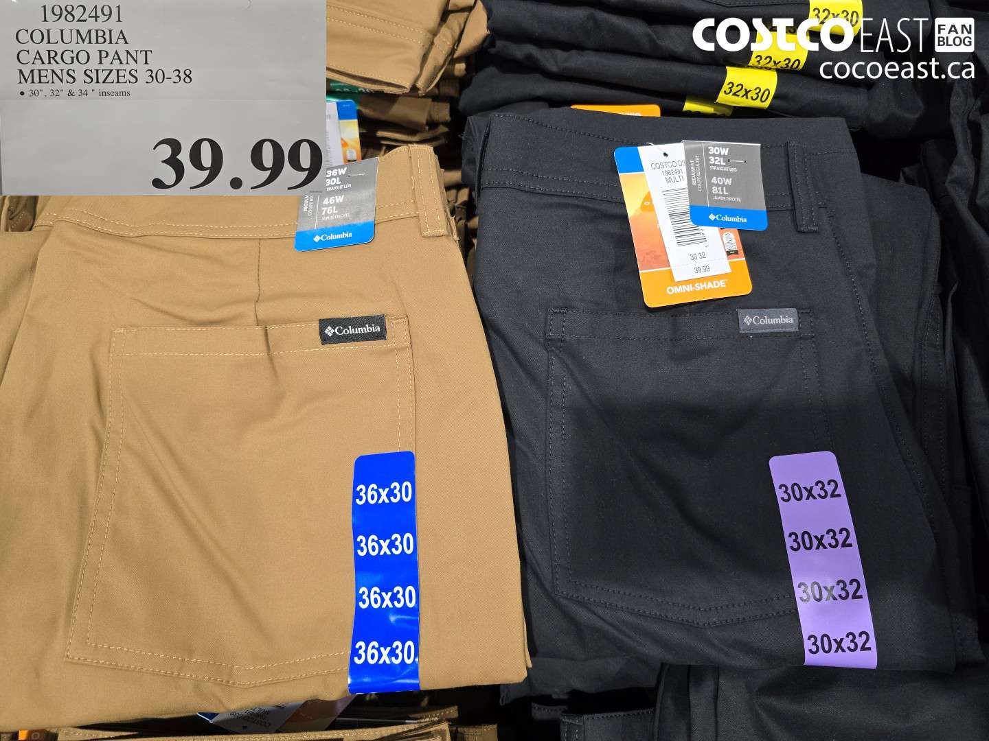 1982491 COLUMBIA CARGO PANT MENS SIZES 30-38 $39.99