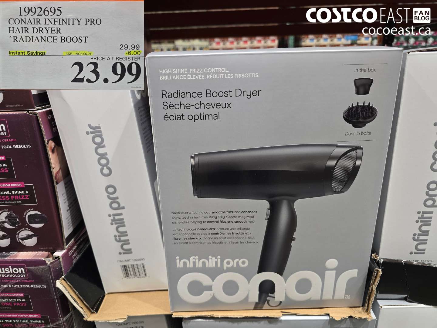 1992695 CONAIR INFINITY PRO HAIR DRYER RADIANCE BOOST ($6.00 INSTANT SAVINGS EXPIRES ON 2026-06-21) $23.99