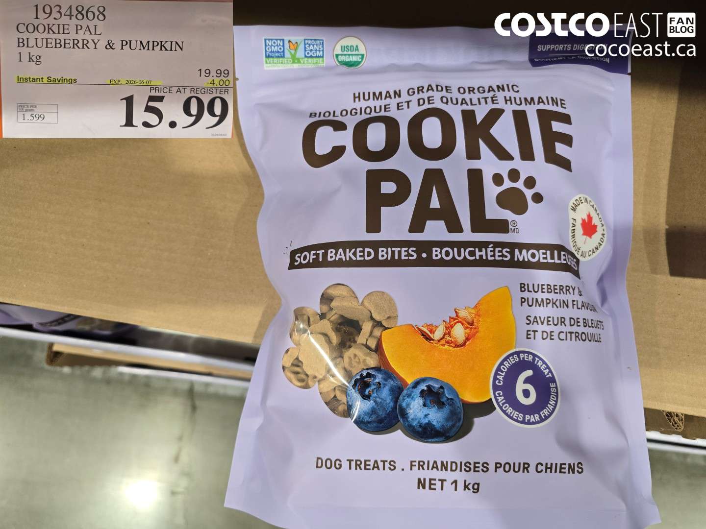 1934868 COOKIE PAL BLUEBERRY & PUMPKIN 1 KG ($4.00 INSTANT SAVINGS EXPIRES ON 2026-06-07) $15.99