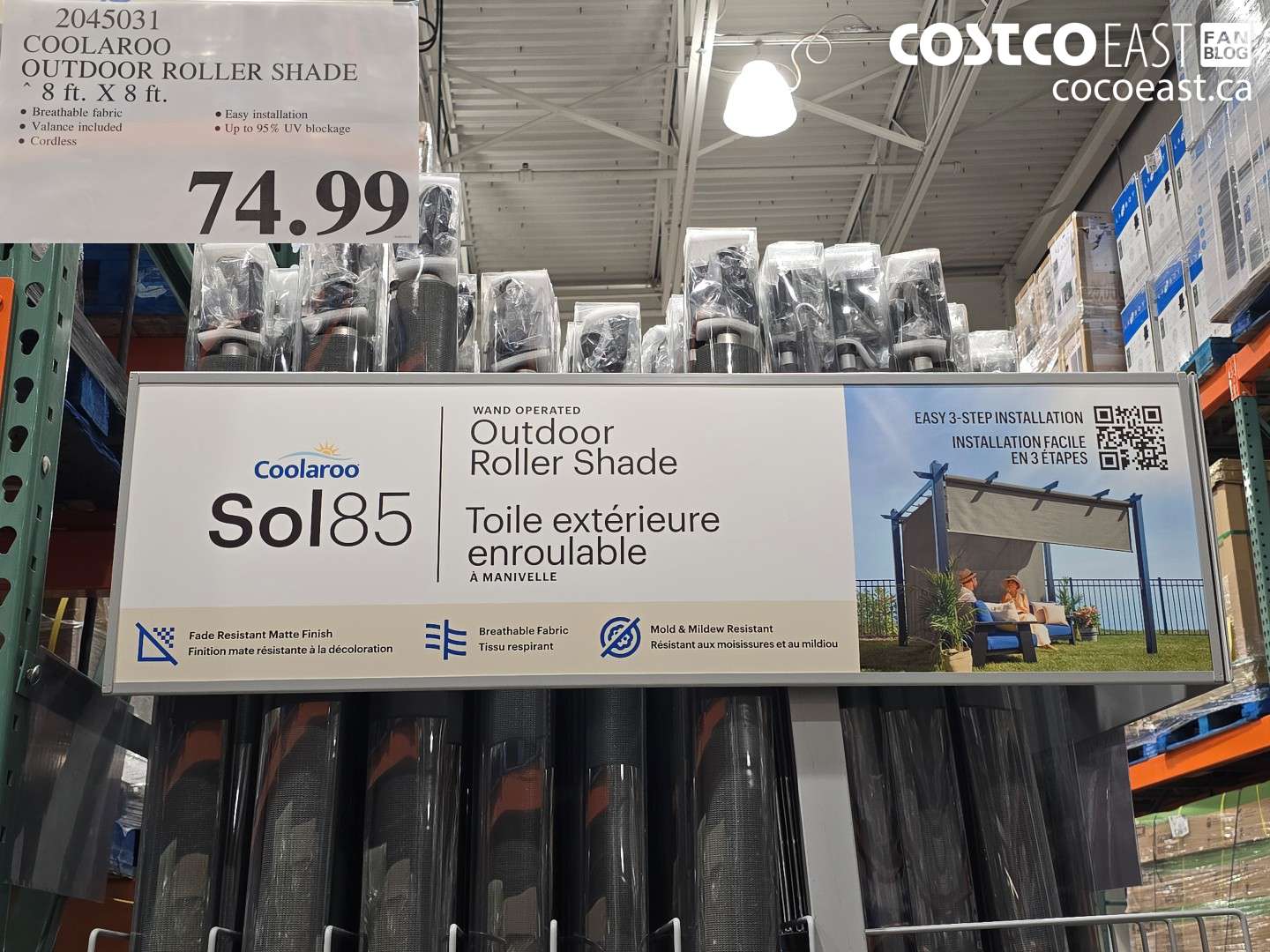 2045031 COOLAROO OUTDOOR ROLLER SHADE 8 FT. X 8 FT. $74.99