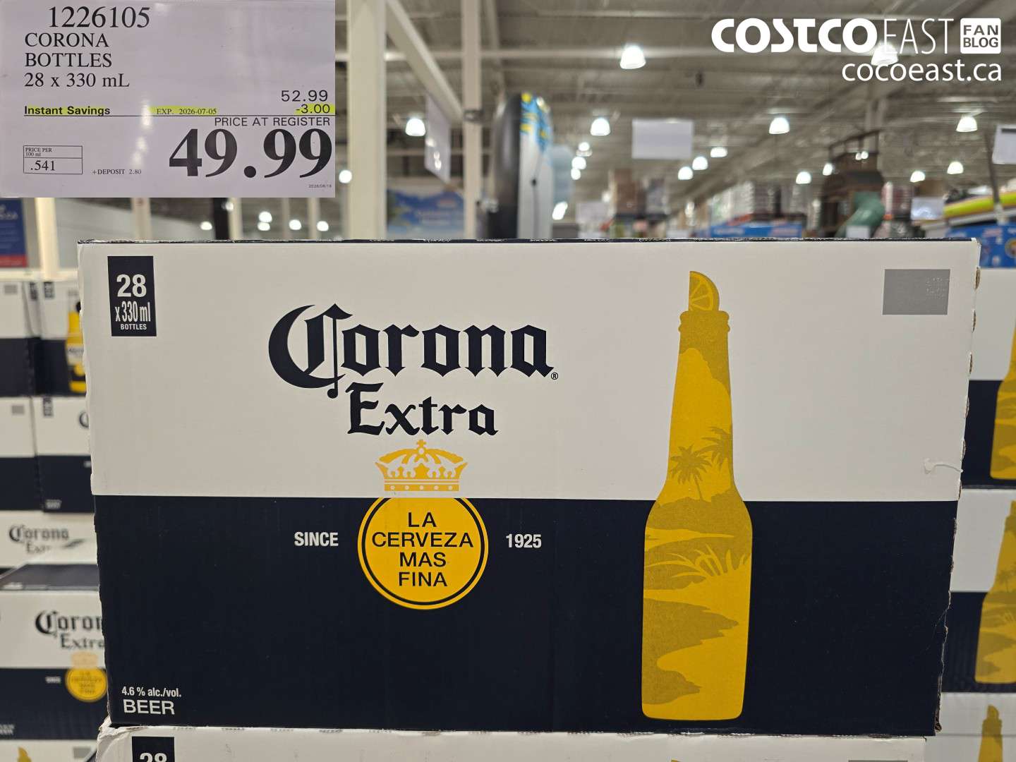 1226105 CORONA BOTTLES 28 X 330 ML ($3.00 INSTANT SAVINGS EXPIRES ON 2026-07-05) $49.99
