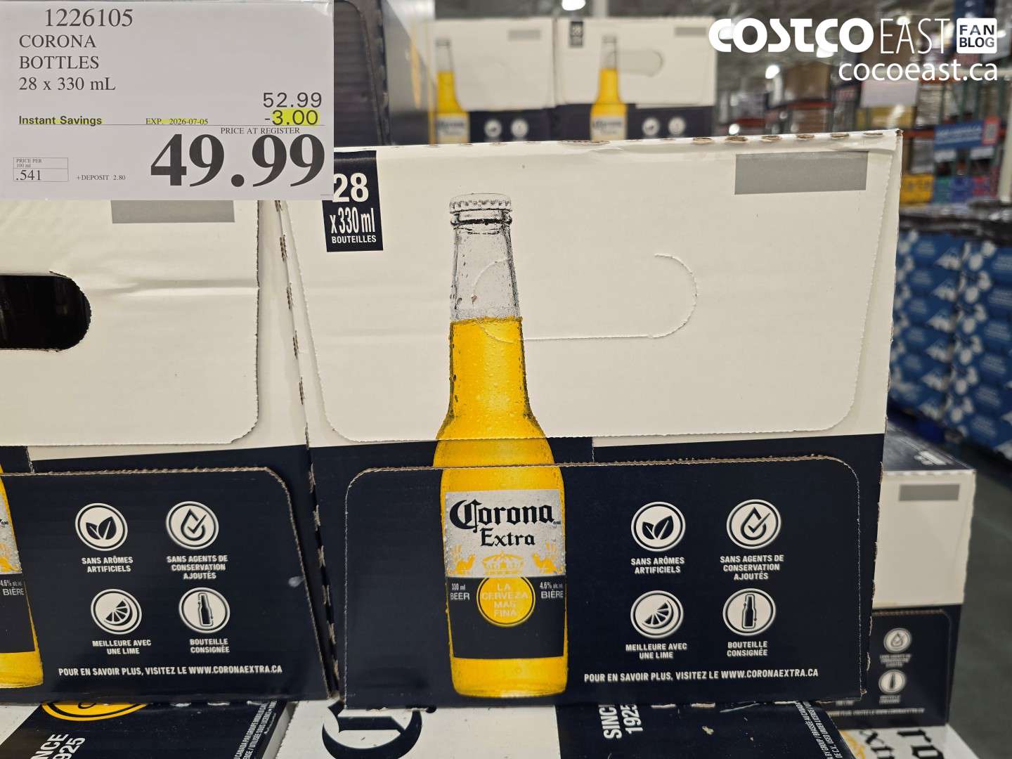 1226105 CORONA BOTTLES 28 X 330 ML ($3.00 INSTANT SAVINGS EXPIRES ON 2026-07-05) $49.99