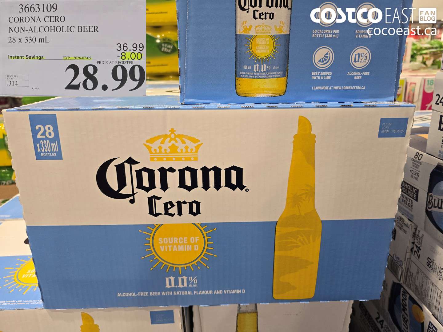 3663109 CORONA CERO NON-ALCOHOLIC BEER 28 X 330 ML ($8.00 INSTANT SAVINGS EXPIRES ON 2026-07-05) $28.99