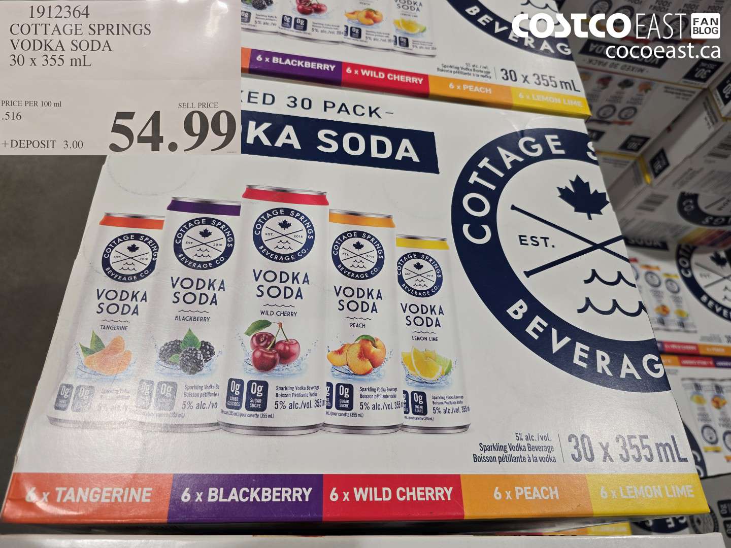 1912364 COTTAGE SPRINGS VODKA SODA 30 X 355 ML $54.99