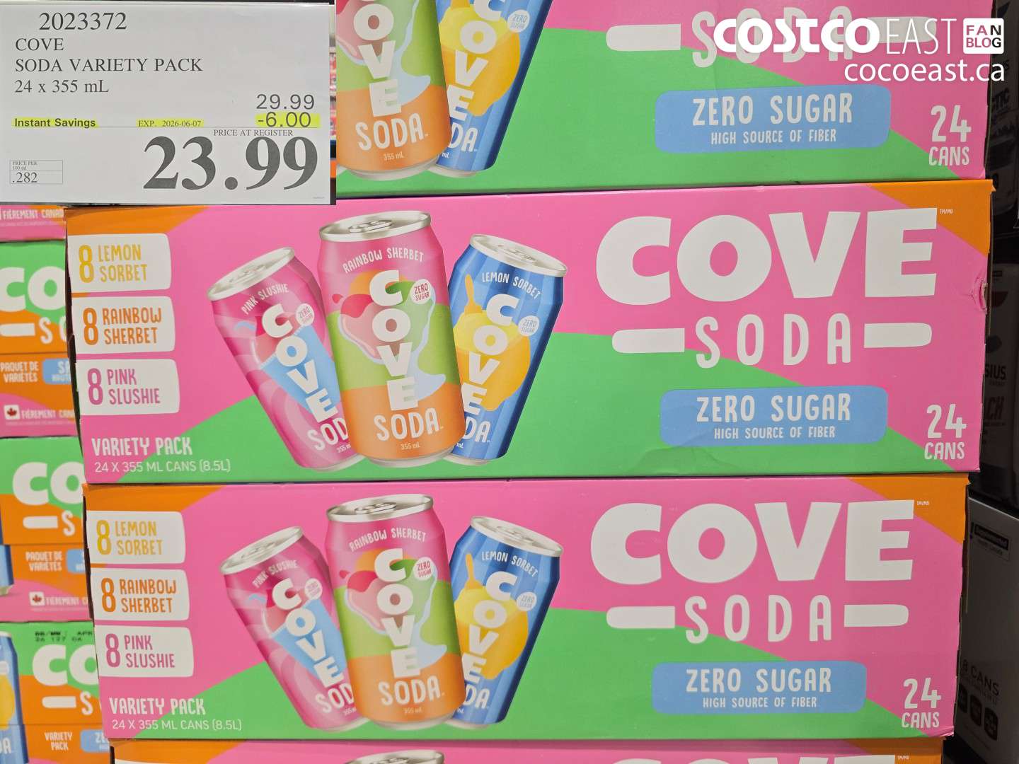 2023372 COVE SODA VARIETY PACK 24 X 355 ML ($6.00 INSTANT SAVINGS EXPIRES ON 2026-06-07) $23.99