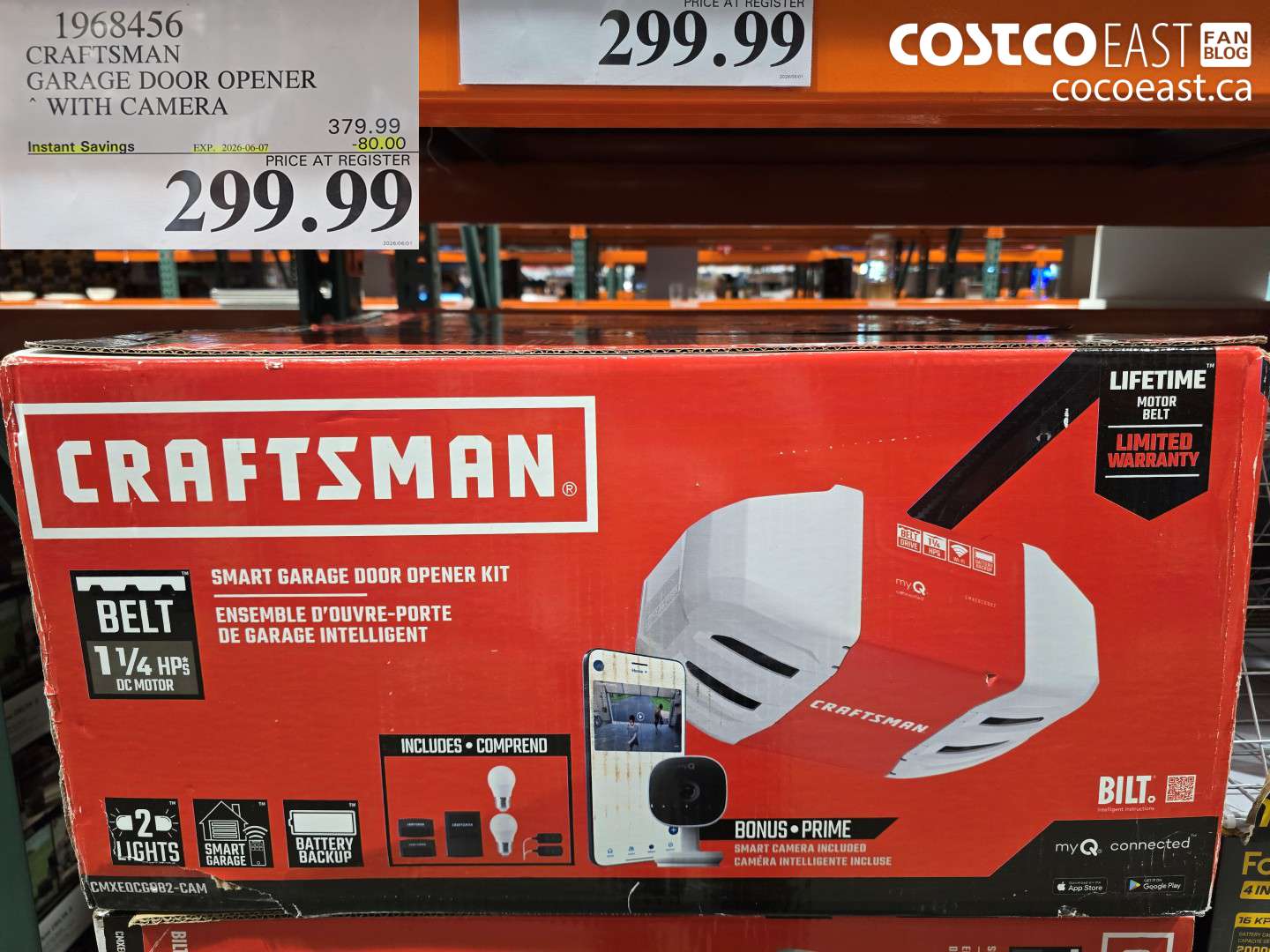 1968456 CRAFTSMAN GARAGE DOOR OPENER WITH CAMERA ($80.00 INSTANT SAVINGS EXPIRES ON 2026-06-07) $299.99
