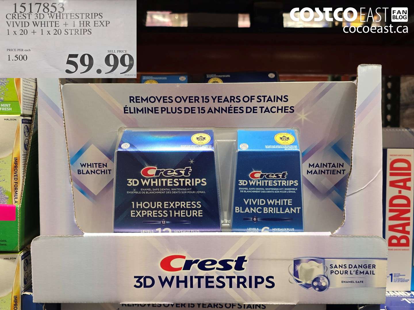 1517853 CREST 3D WHITESTRIPS VIVID WHITE + 1 HR EXP 1 X 20 + 1 X 20 STRIPS $59.99