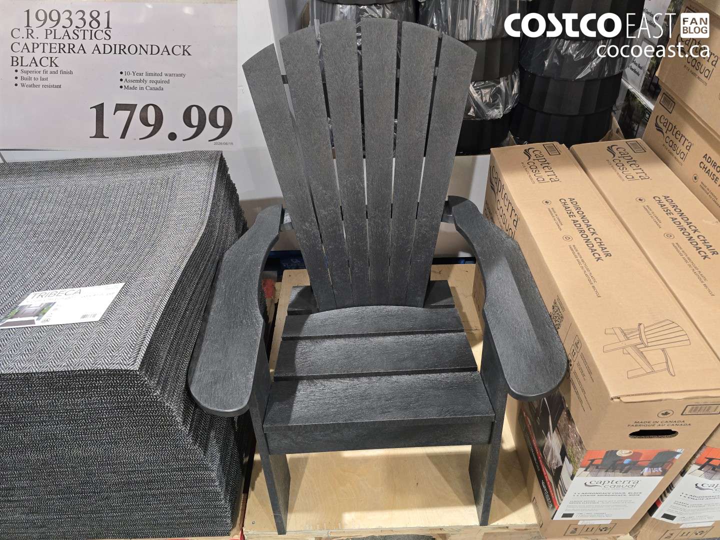 1993381 C.R. PLASTICS CAPTERRA ADIRONDACK BLACK $179.99