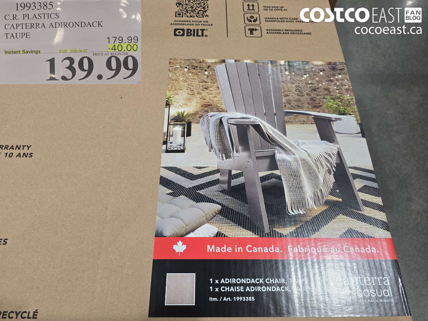 1993385 C.R. PLASTICS CAPTERRA ADIRONDACK TAUPE ($40.00 INSTANT SAVINGS EXPIRES ON 2026-06-07) $139.99