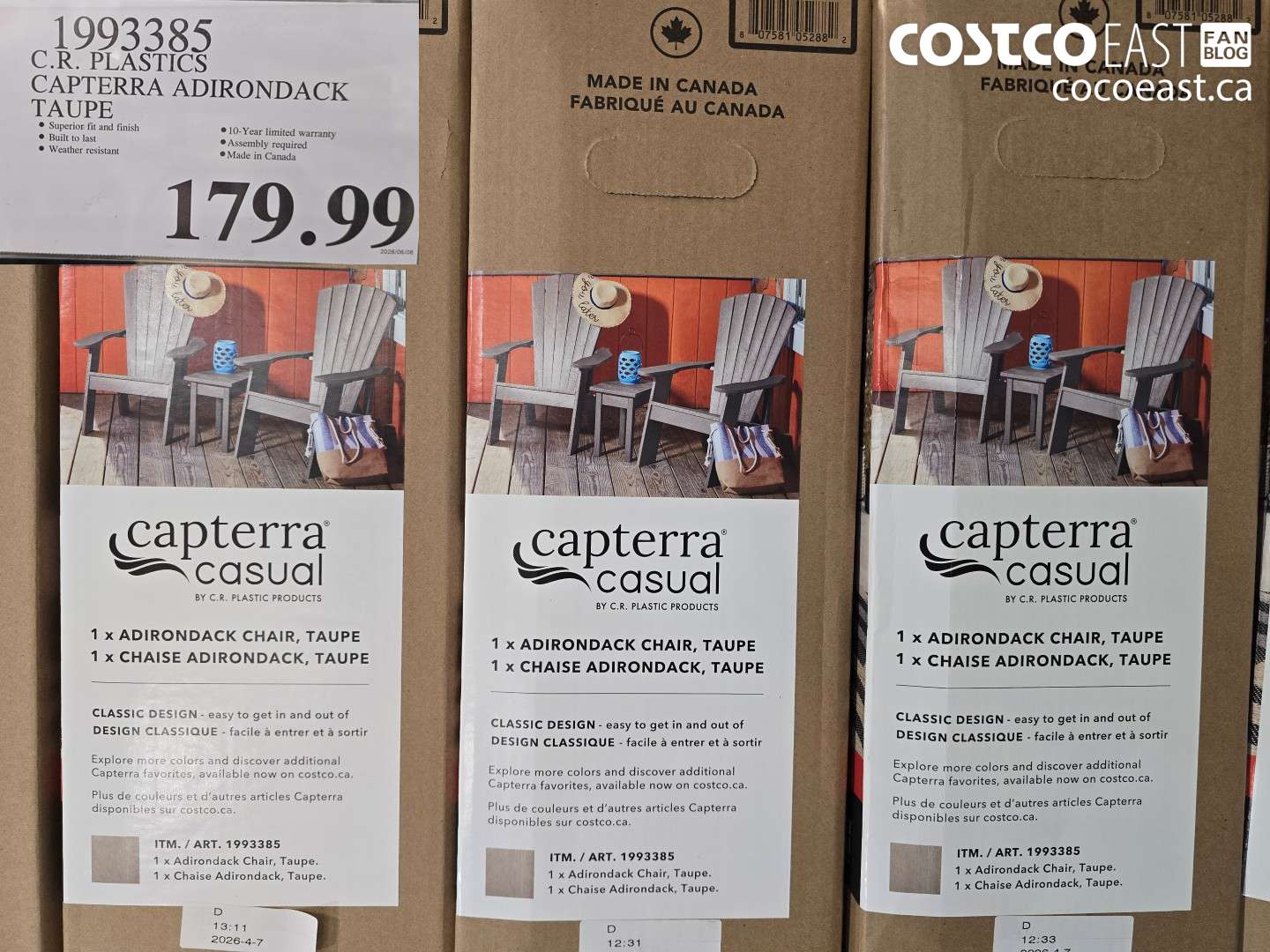 1993385 C.R. PLASTICS CAPTERRA ADIRONDACK TAUPE $179.99