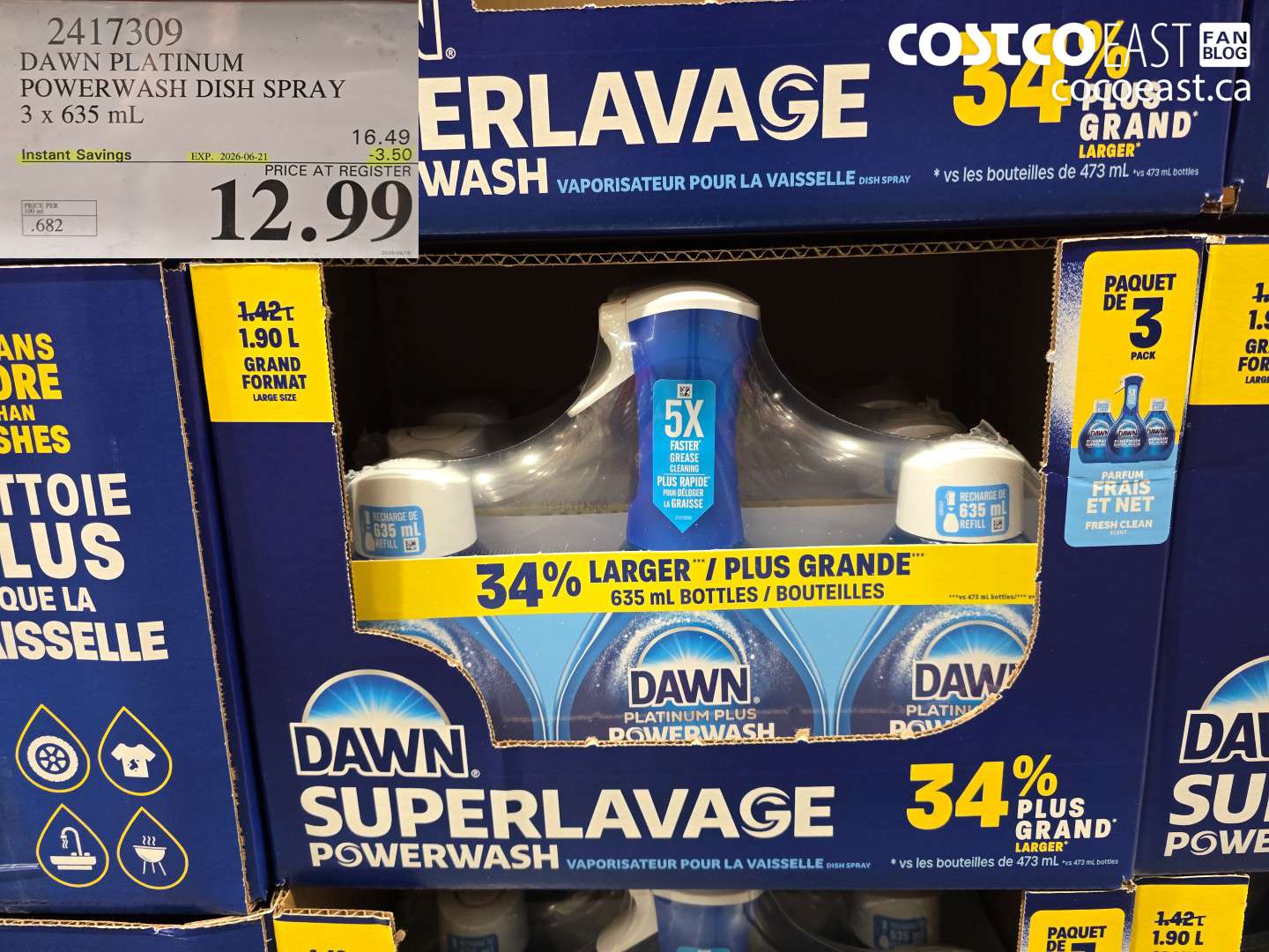 2417309 DAWN PLATINUM POWERWASH DISH SPRAY 3 X 635 ML ($3.50 INSTANT SAVINGS EXPIRES ON 2026-06-21) $12.99