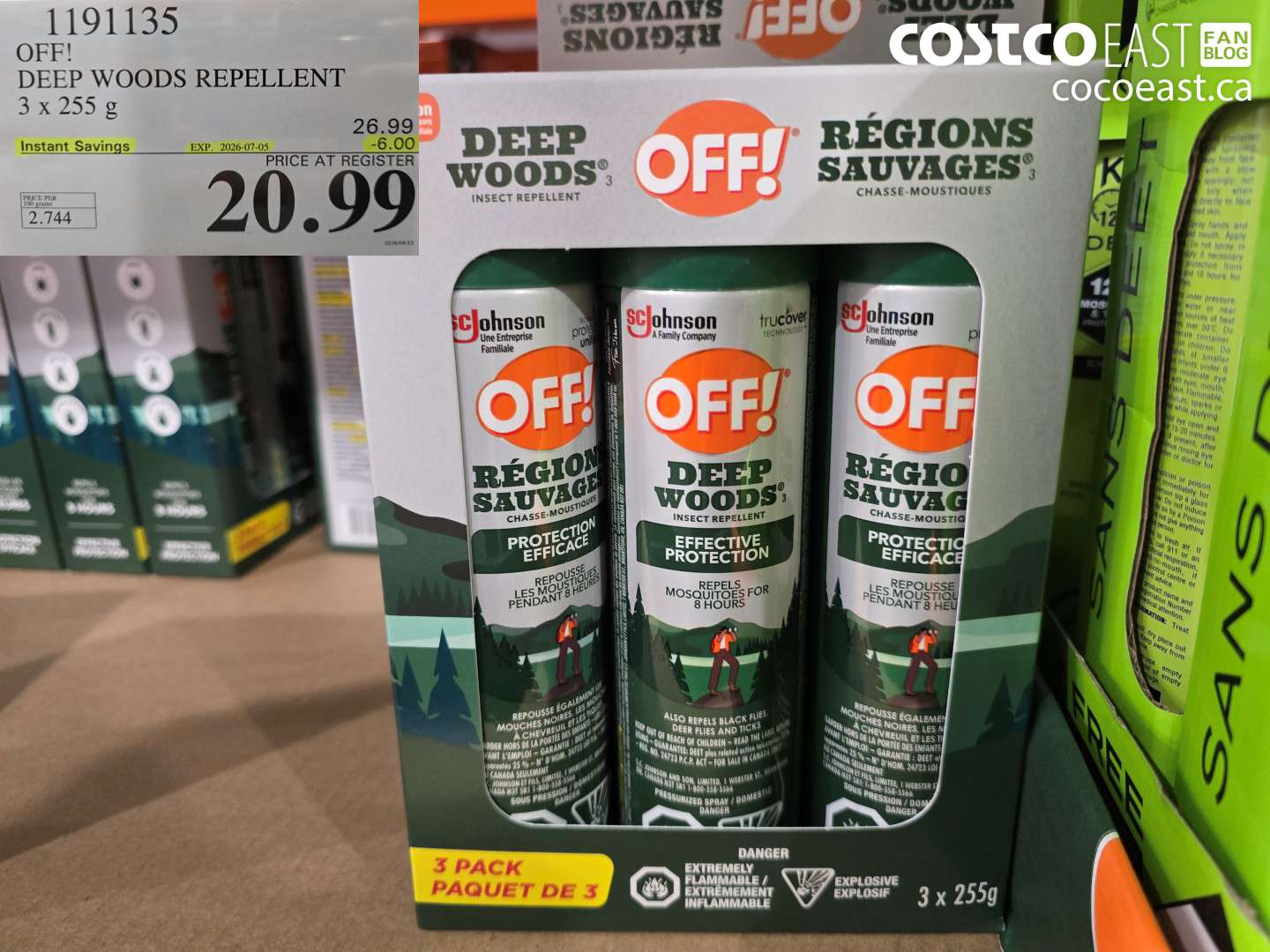1191135 DEEP WOODS REPELLENT 3 X 255 G ($6.00 INSTANT SAVINGS EXPIRES ON 2026-07-05) $20.99