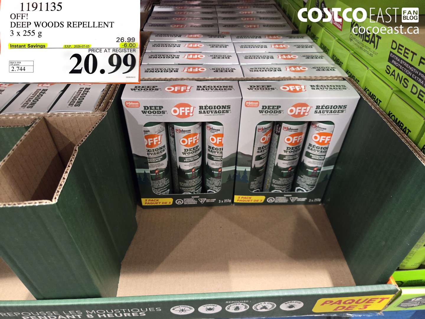 1191135 DEEP WOODS REPELLENT 3 X 255 G ($6.00 INSTANT SAVINGS EXPIRES ON 2026-07-05) $20.99