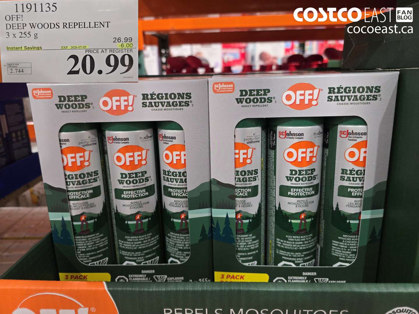 1191135 DEEP WOODS REPELLENT 3 X 255 G ($6.00 INSTANT SAVINGS EXPIRES ON 2026-07-05) $20.99