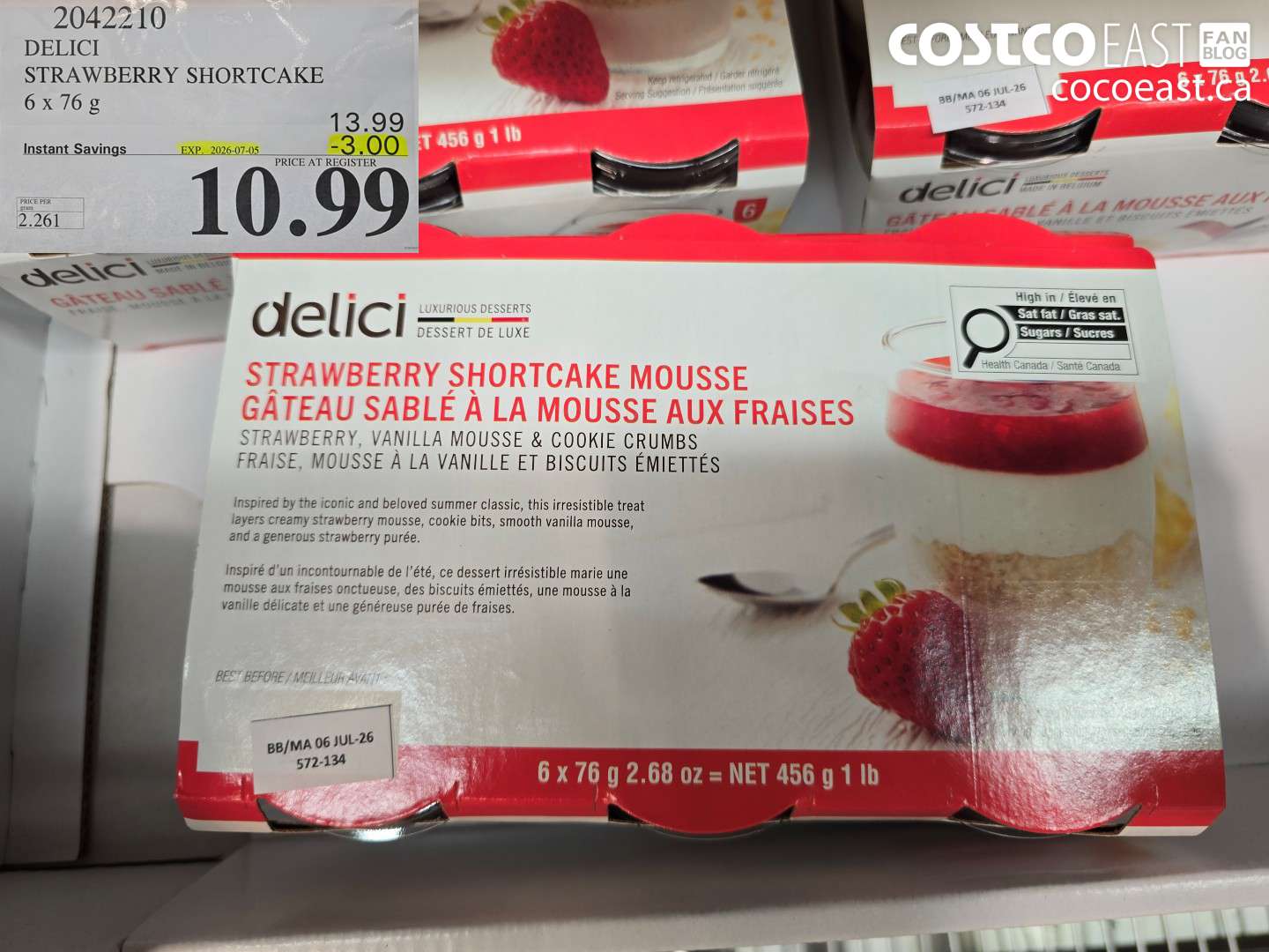 2042210 DELICI STRAWBERRY SHORTCAKE 6 X 76 G ($3.00 INSTANT SAVINGS EXPIRES ON 2026-07-05) $10.99