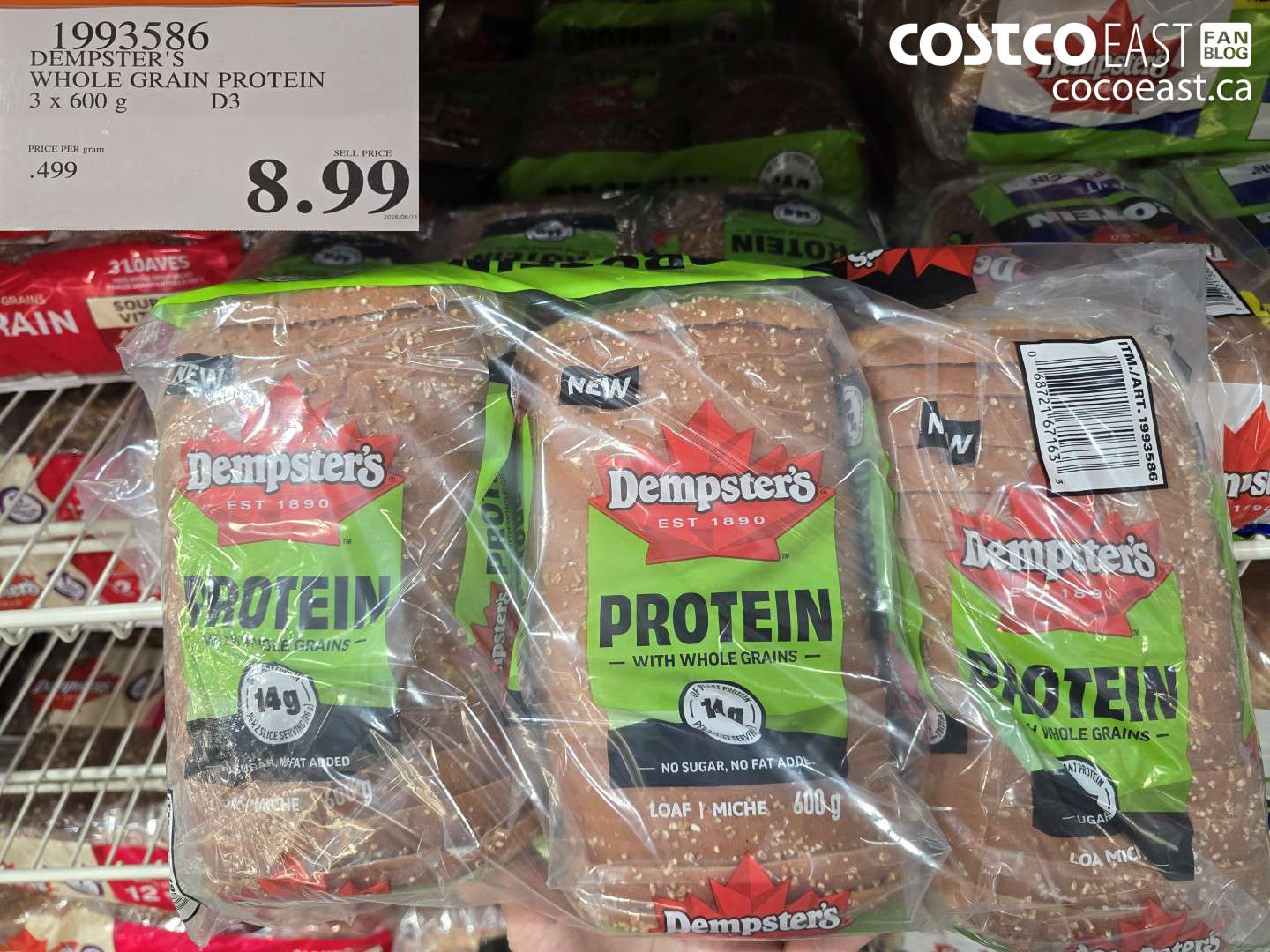 1993586 DEMPSTER'S WHOLE GRAIN PROTEIN D3 3 X 600 G $8.99