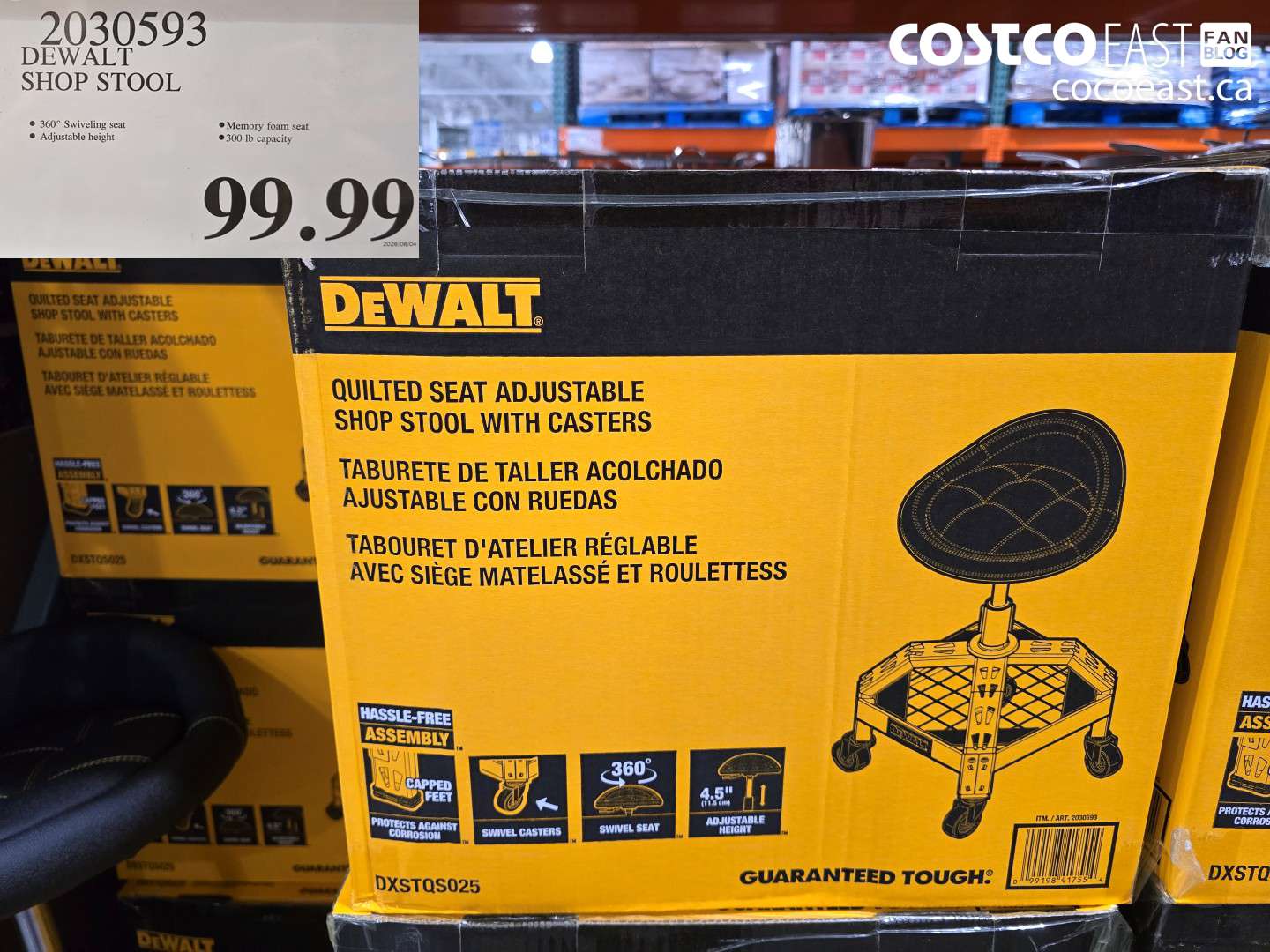 2030593 DEWALT SHOP STOOL $99.99