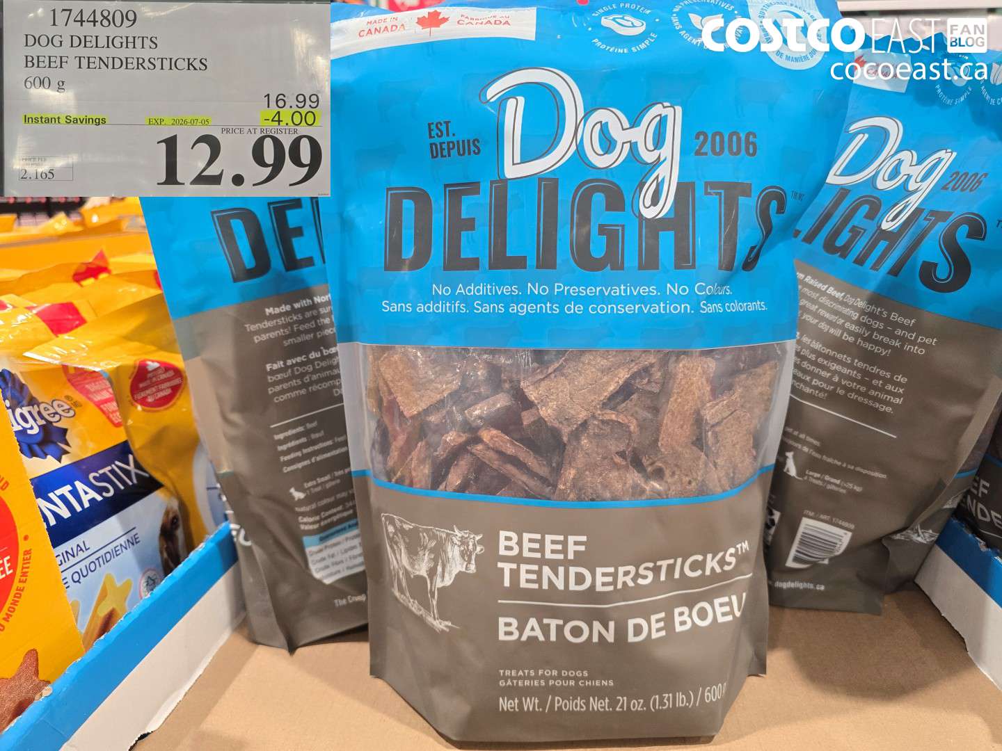 1744809 DOG DELIGHTS BEEF TENDERSTICKS 600 G ($4.00 INSTANT SAVINGS EXPIRES ON 2026-07-05) $12.99